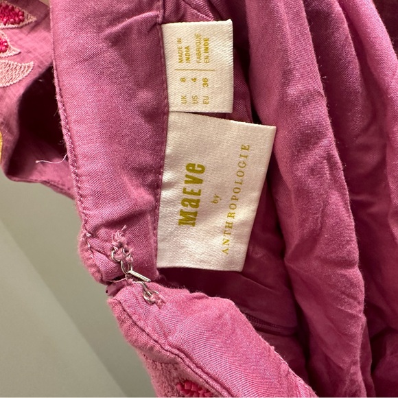 Anthropologie Maeve Beaded Lace Up Back Mini Dress 4 - Picture 2 of 3